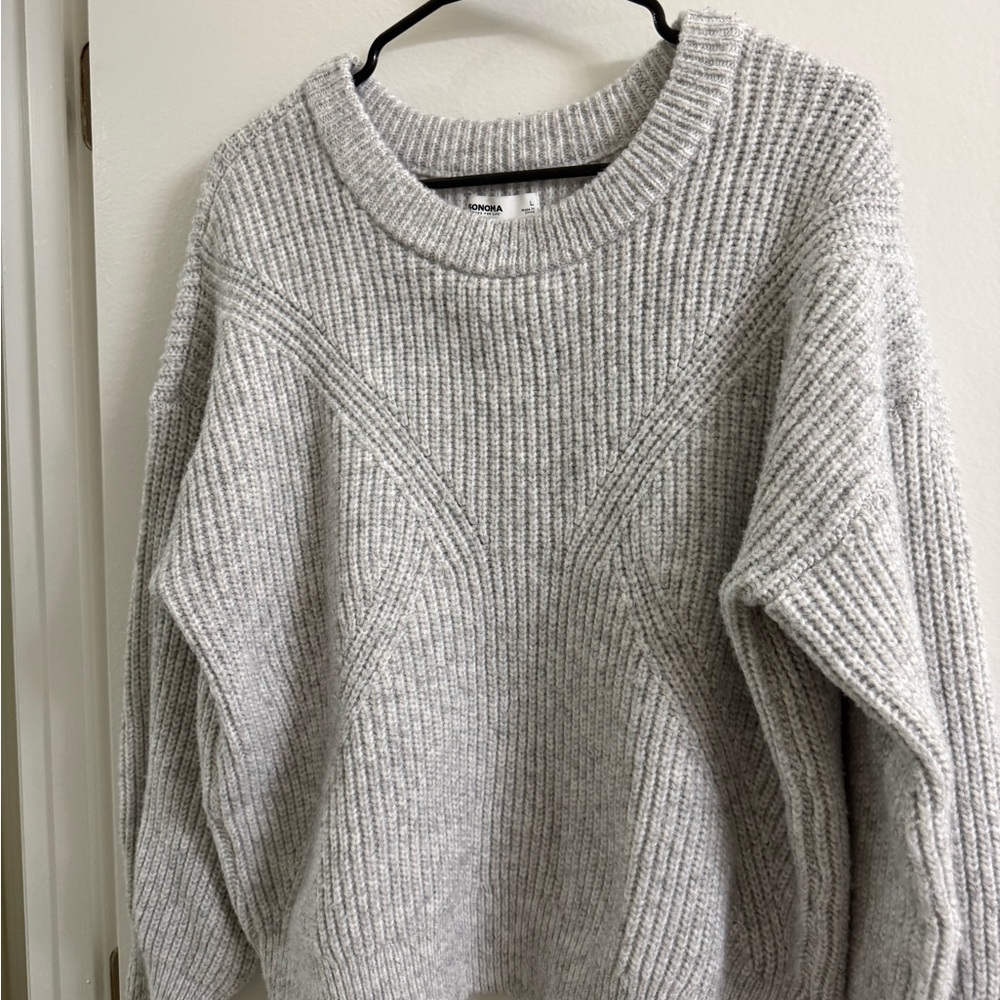 Sonoma Light Gray Ribbed Women's Sweater